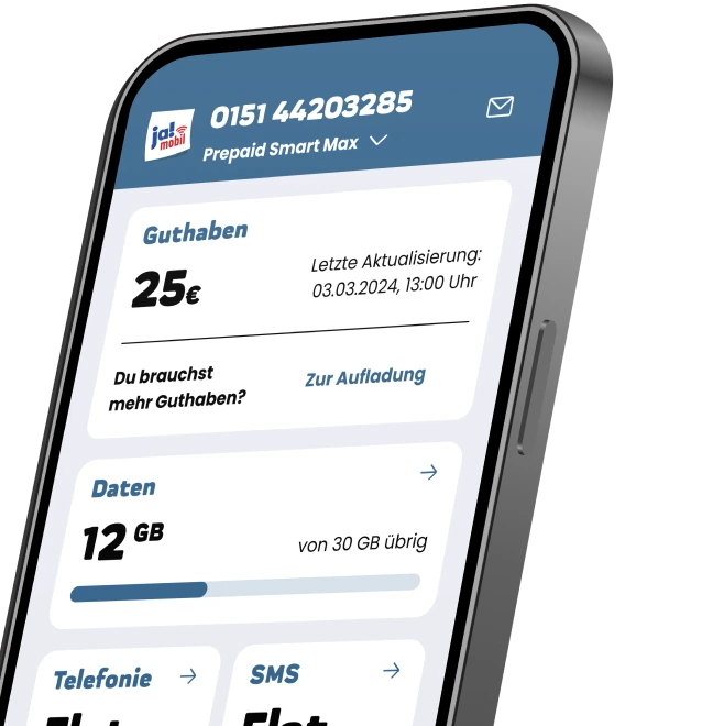 ja! mobil App - Datenverbrauch anzeigen